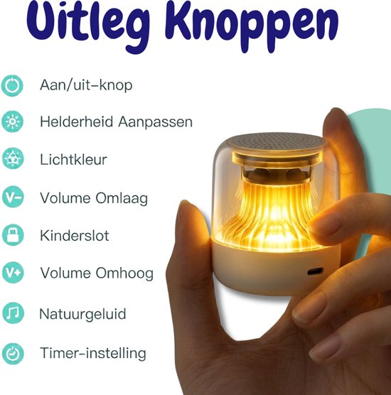 White Noise - Nachtlampje - Slaaptrainer - Witte Ruis - RGB - Geschikt voor Baby, Kinderen en Volwassenen - Oplaadbaar - Good Experience — afbeelding 2