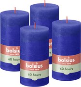 Bolsius - Rustieke Kaarsen - 4 Stuks - Blauw - 13cm - 60 branduren