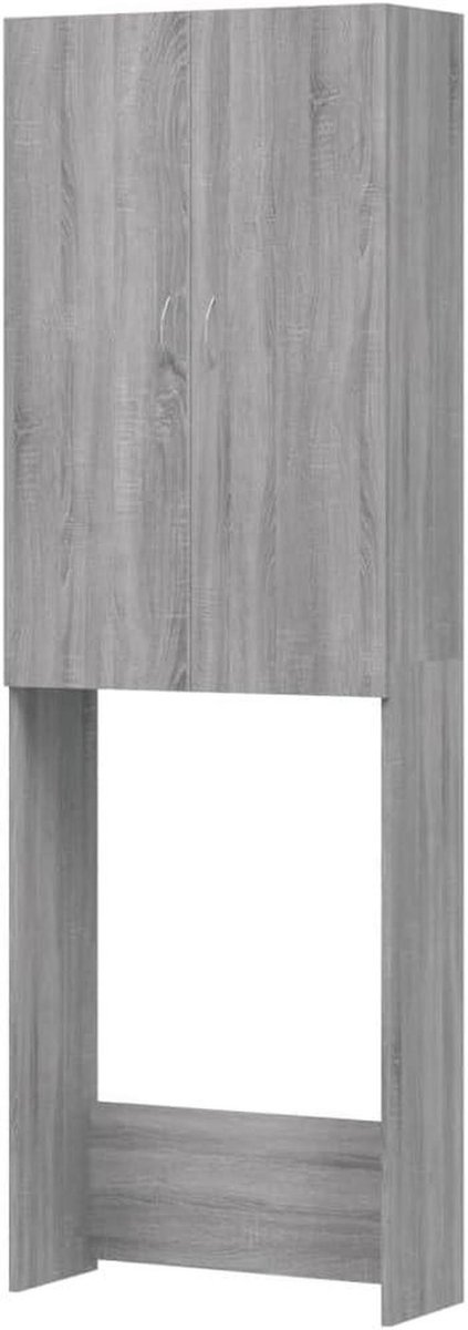 Wasmachine meubel - Badkamerkast - Badkamer organiseren - Veel opbergruimte - 64 x 190 cm - Grijs