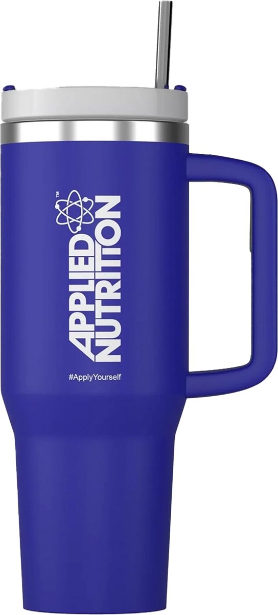 Applied Nutrition - Cooler Tumbler Cup - 1200ml - Blauw - Beker met rietje en deksel - Thermosbeker - Thermosfles