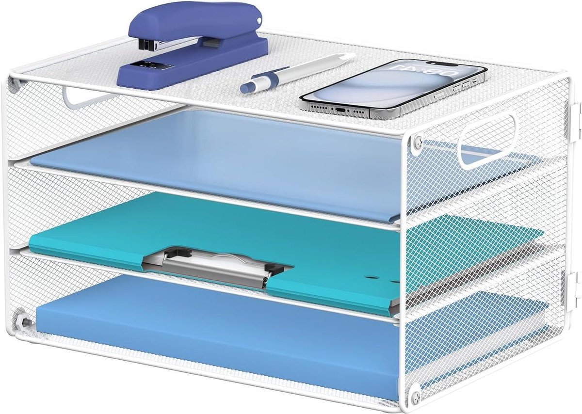 Papieren Organizer - Bureau Lade - Bureau Opruimen - Met Handvat - 345 cm Breed - Wit
