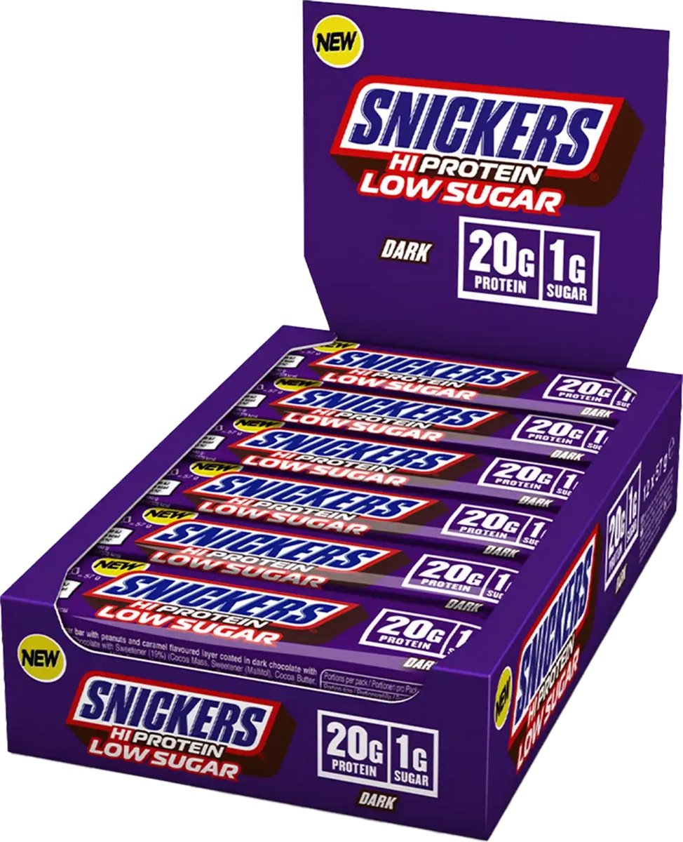 Snickers Dark Low Sugar High Protein Bar (12x57g) Dark Chocolate - Repen - Eiwit Repen