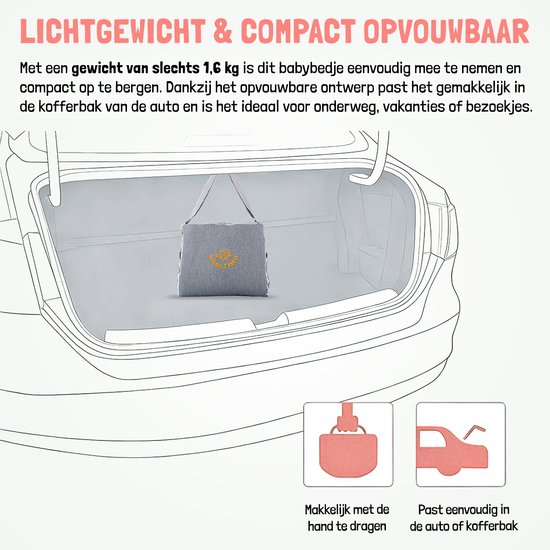 WiebelTandje Draagbare Baby Bed Luiertas Baby Nestje Uitklapbaar Baby Geschenkset 0 tot 24 maanden Verstelbaar Band Ontwerp - inclusief WiebelTandje Jongen Hout Tandendoosje - Licht Gewicht Eenvoudig Mee op Reis - Extra zacht en Stevig — afbeelding 4