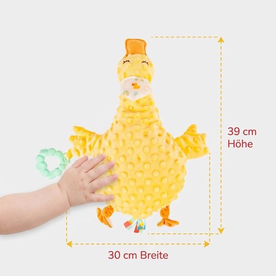 Babyspeelgoed Eend - Pluche dier - Babyontwikkeling stimuleren - Met bijtring en texturen - Vanaf 0 maanden - Geel — afbeelding 2