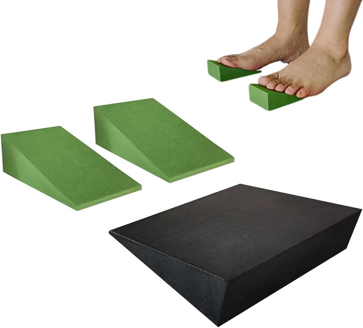 Schuine Yoga Plank - Krachttraining Wig - Oefeningen Verbeteren - Veerkrachtig Schuim - 2 Groen 1 Zwart - Niet gespecificeerd
