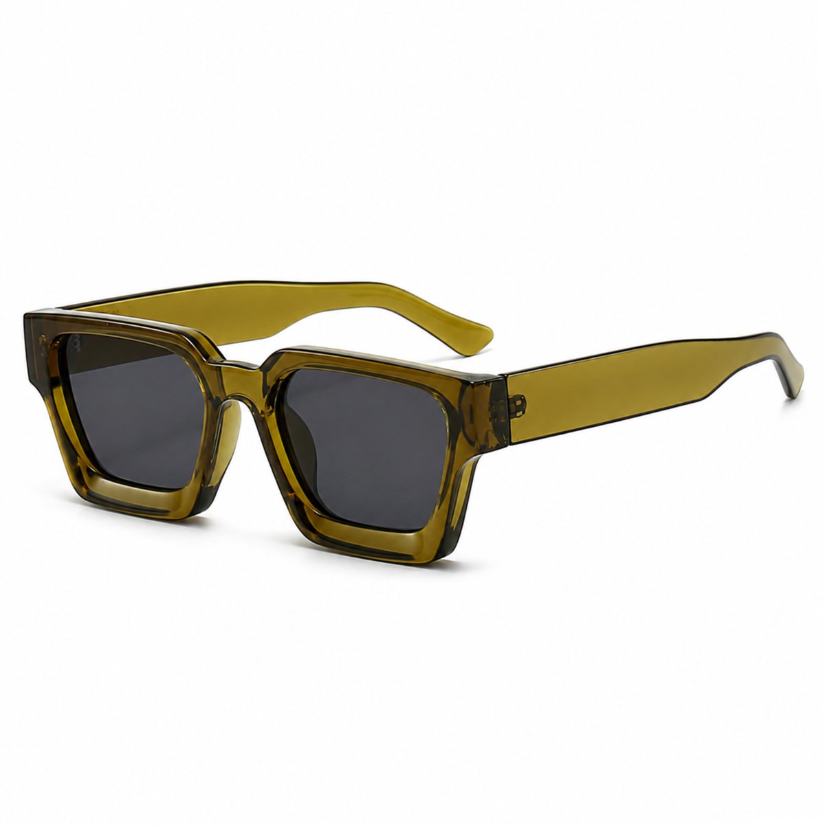 MoodLux Zonnebril Geel - Unisex - Rechthoekig Montuur met Zwarte Glazen - Retro Festivalbril - UV400 Bescherming - C22