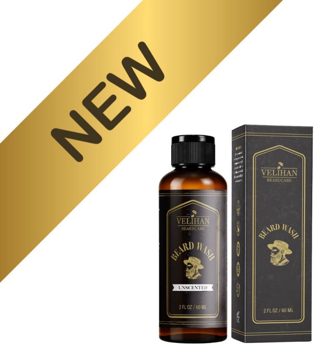 Velihan Beardcare - Baardshampoo Usncented 60ml - Beard Wash - Natuurlijke Baardshampoo - Baardshampoo tegen Jeuk - Baardreiniger - Baardverzorging - Baard wassen - Hydraterende Baardshampoo