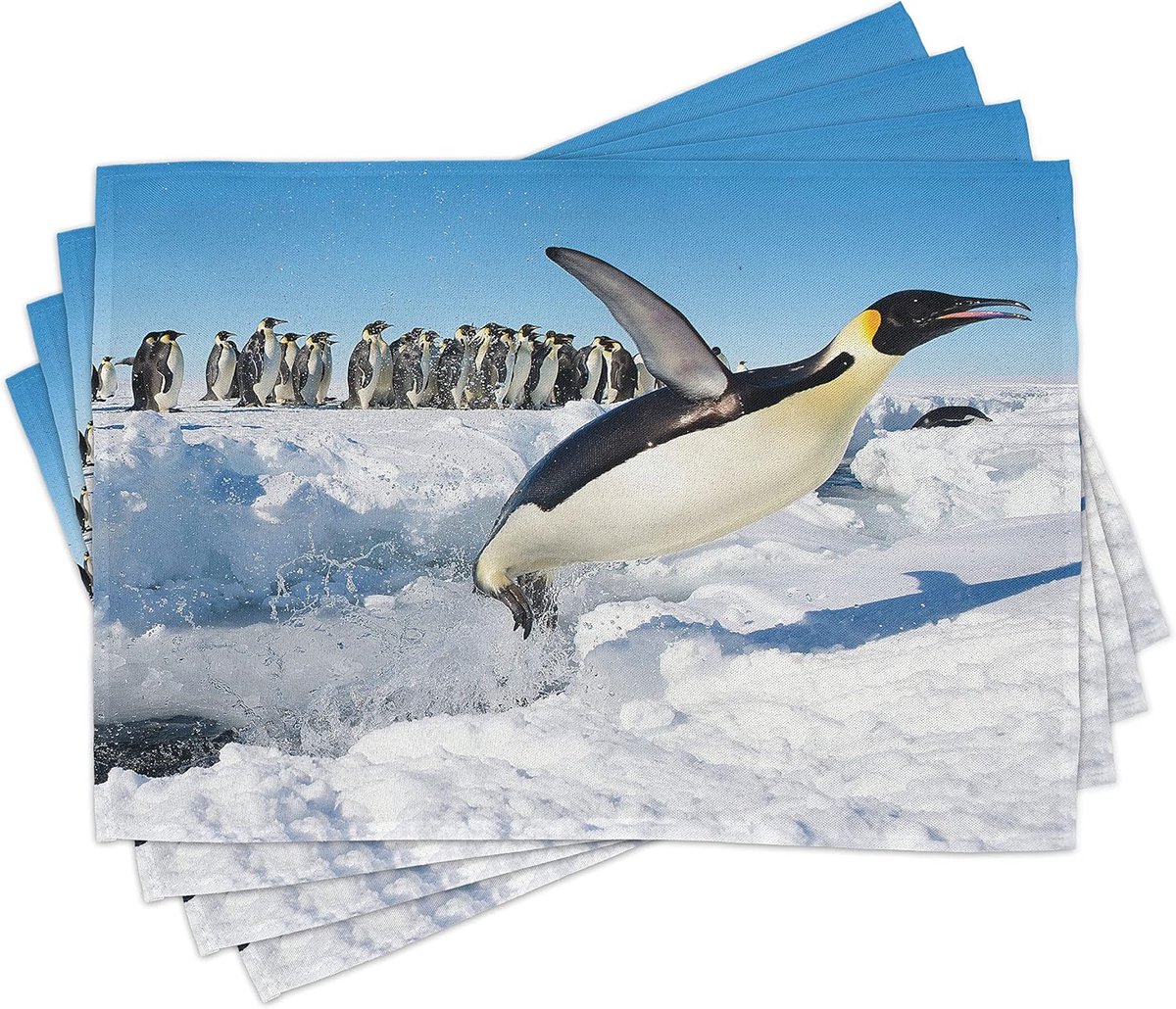 ABAKUHAUS Penguin placemats, Tiscjdeco gemaakt van kleurbestendige stof voor de eetkamer en keuken, meerkleurig