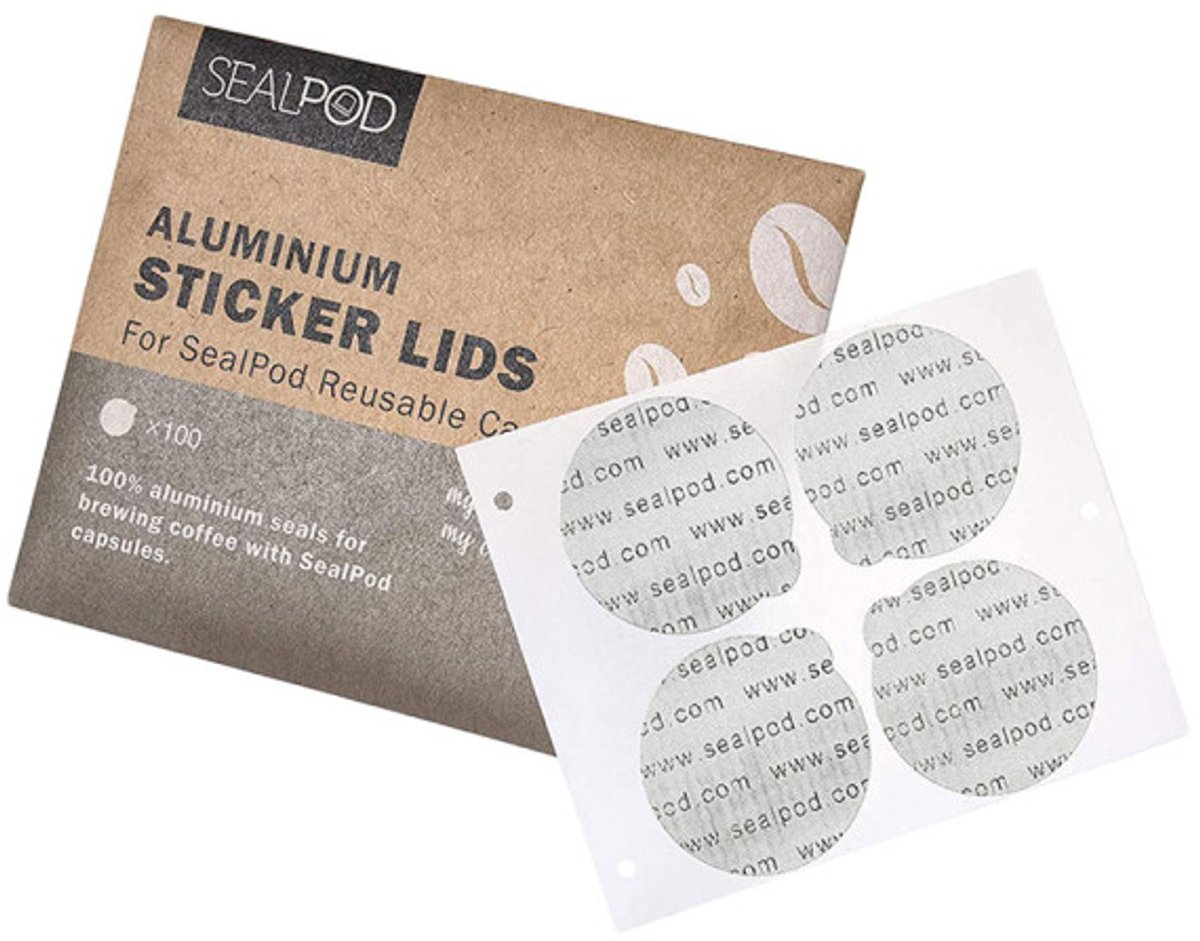 Aluminium stickerdeksels voor herbruikbare capsules Sealpod Nespresso, 100 st.