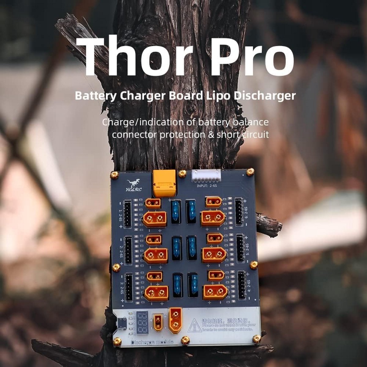 6-Poorts LiPo Balance Oplaadboard met Ontlader - 2-6S - XT30 & XT60 Connectoren