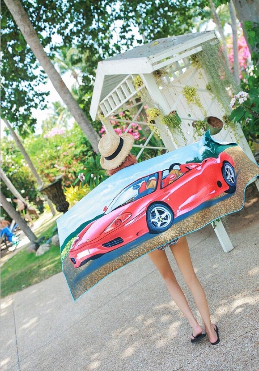 Strandlaken Auto Print - Grote Badhanddoek - Zwemmen en Reizen - Sneldrogend Microvezel - 