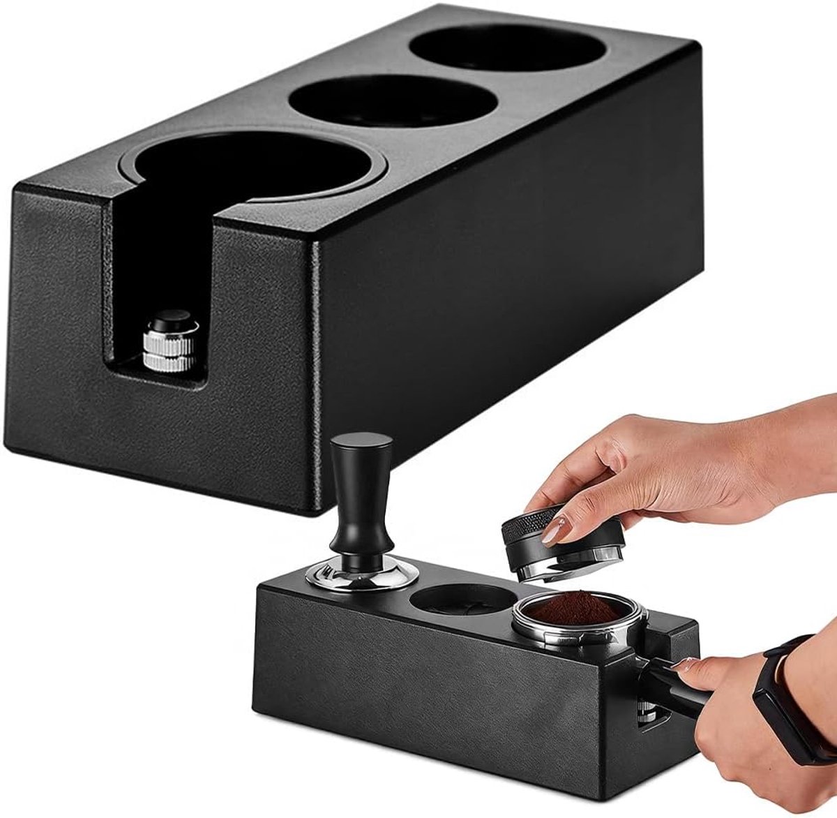 Tamperstation Koffie - Espresso Accessoires - Perfecte Espresso - In Hoogte Verstelbaar - 51-58 mm - Zwart