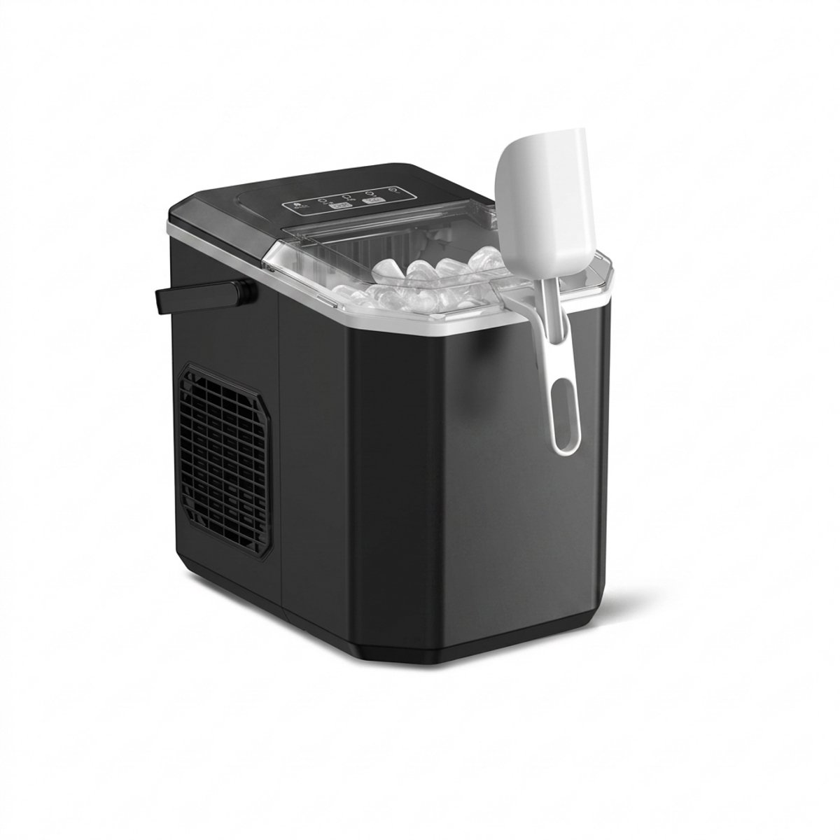 Ijsmachine Kogelvormig - Automatische IJsblokjesmachine - 12 kg IJsproductie per 24 Uur - 9 Kogelijsjes in 6-8 Minuten - Twee Maten S en L - Automatische Zelfreiniging - Stille Werking onder 43 dB - Watertank 1,2 Liter - Zwart