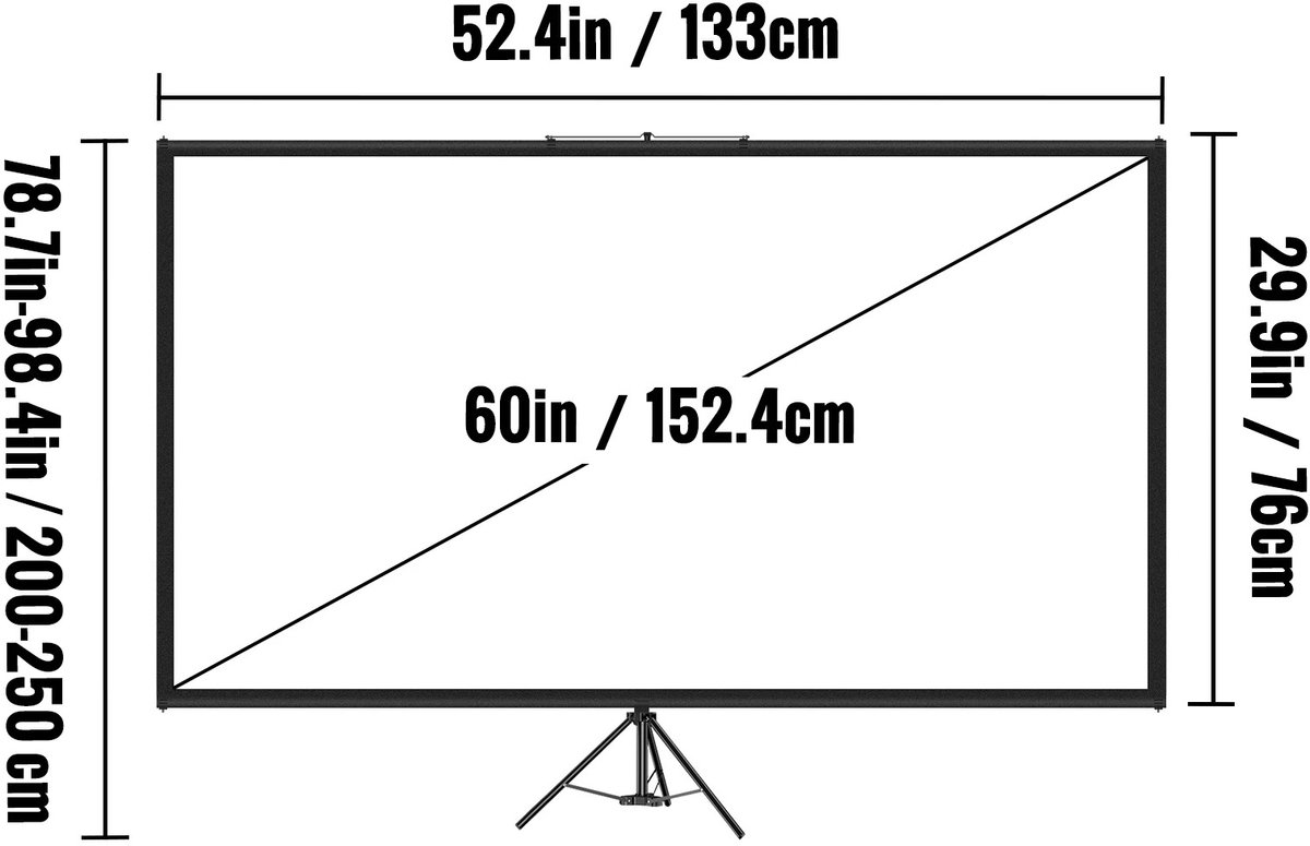 Innovastore Projectiescherm - Beamerscherm - Beamer - Statiefprojectorscherm - Scherm - Thuisbioscoop - Draagbaar - 72inch