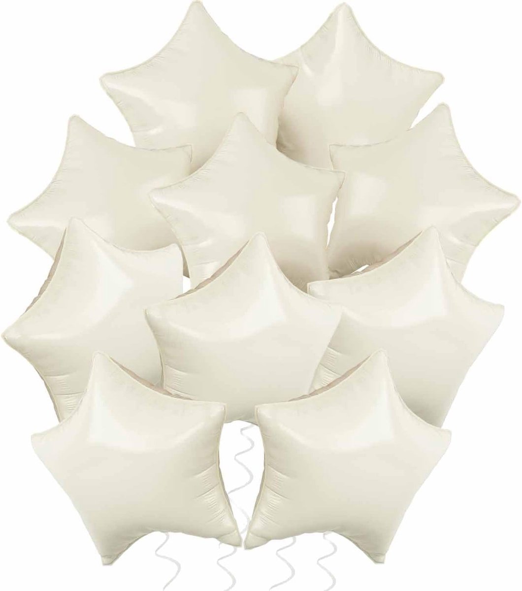 Creme Ster Ballonnen 18 Inch - 10 Stuks Helium Ballonnen voor Verjaardag, Baby Shower en Bruiloft