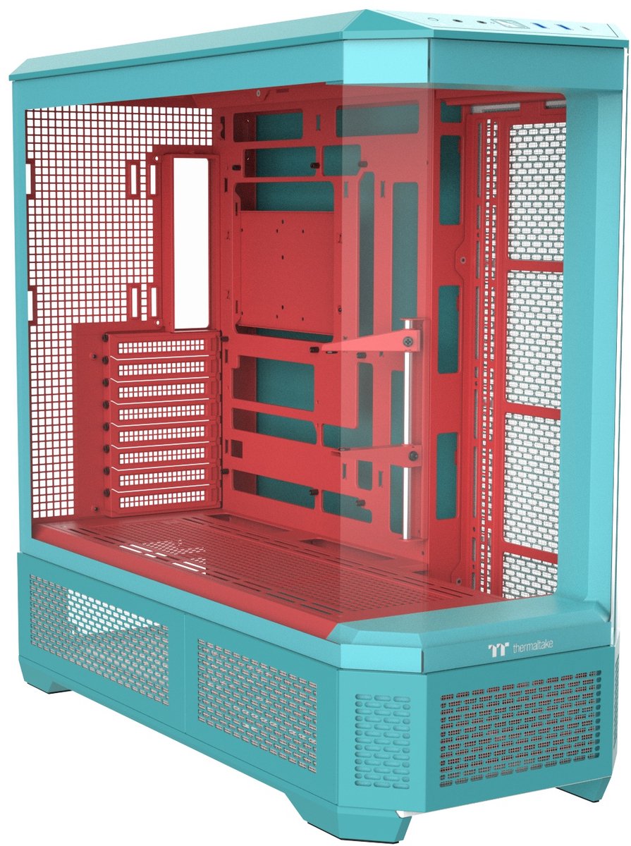 Thermaltake View 600 TG Full - PC Case - Behuizing - 4x4mm Gehard Glas - Stoffilters - Mint/Rood