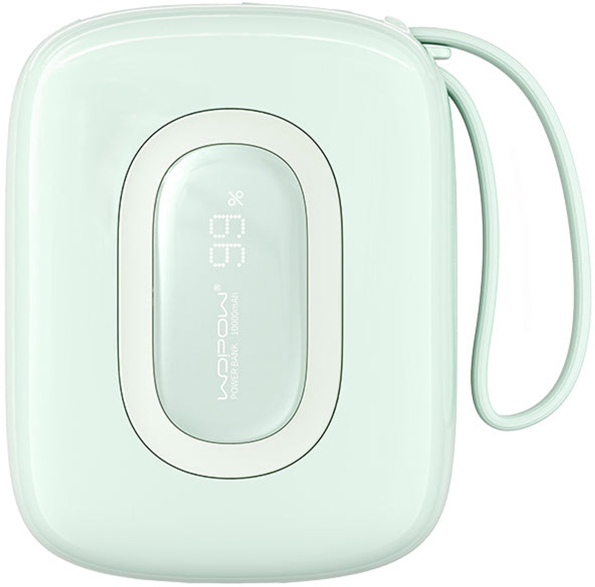 Wopow Powerbank met ingebouwde USB-C & Lightning Kabels, SQ63, 10.000mah, 22.5W, Groen, 6933185735709
