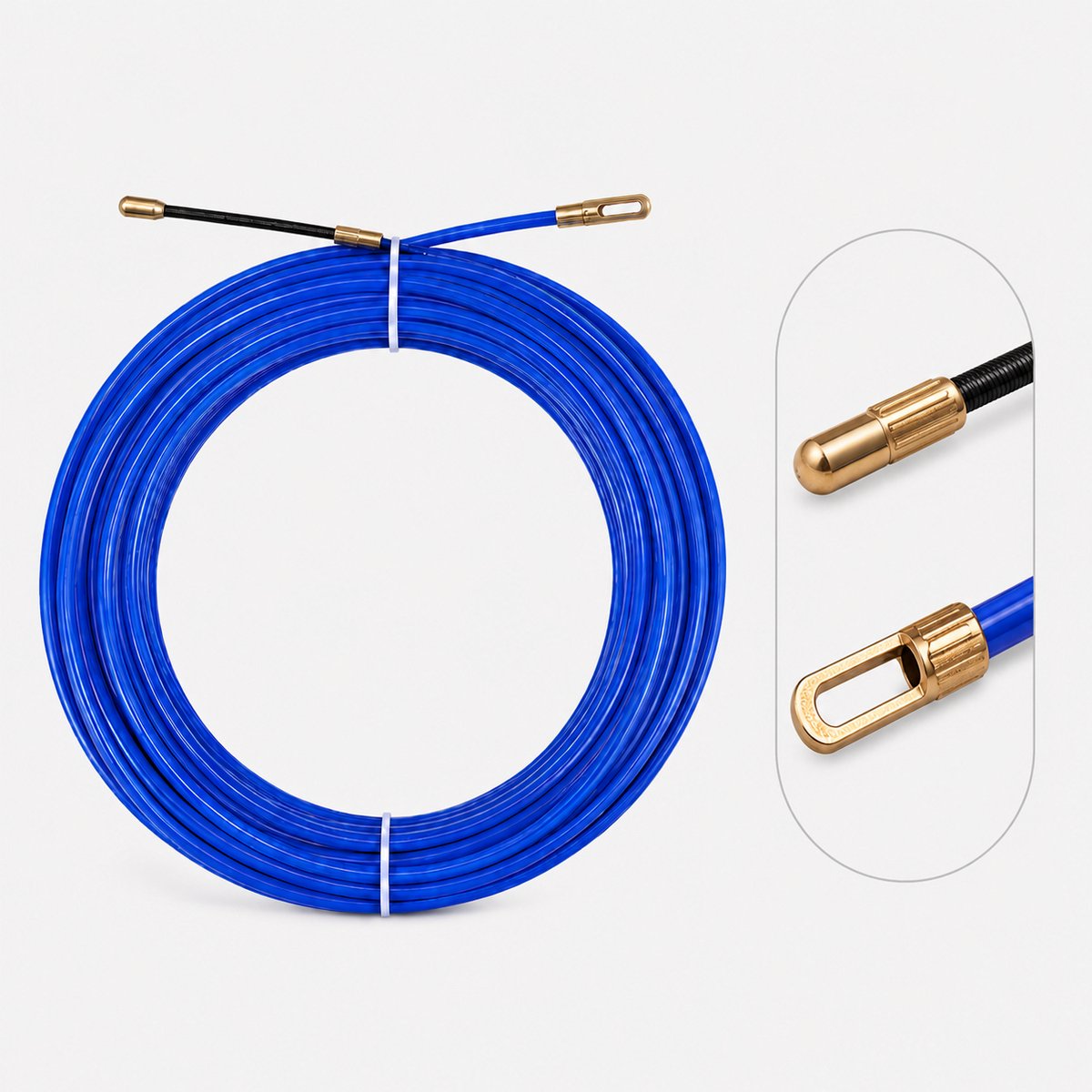 Commel Kabeltrekker – Nylon Trekveer 5m – 3mm – Metalen Kop – Blauw – Voor Installatiebuizen