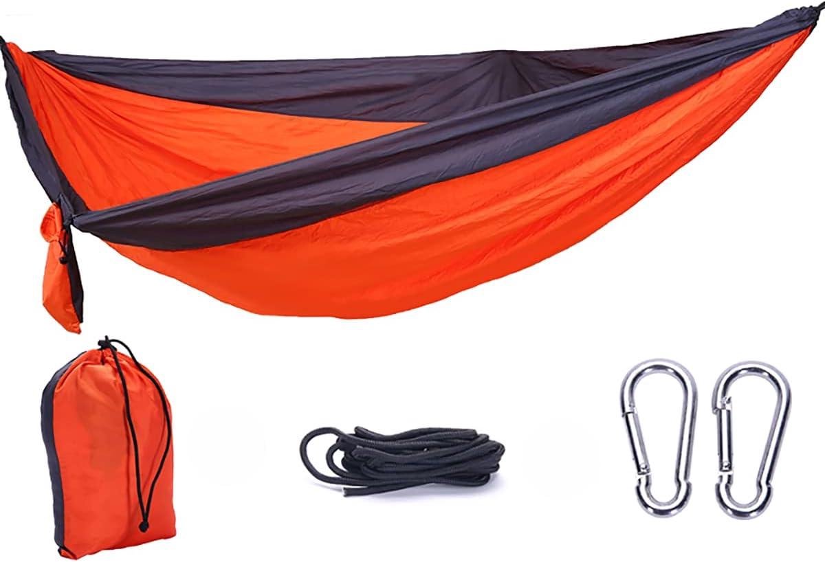 Camping Hangmat - Reis Hangmat - Buiten Ontspannen - Lichtgewicht Nylon - 270x140 cm - Oranje Grijs