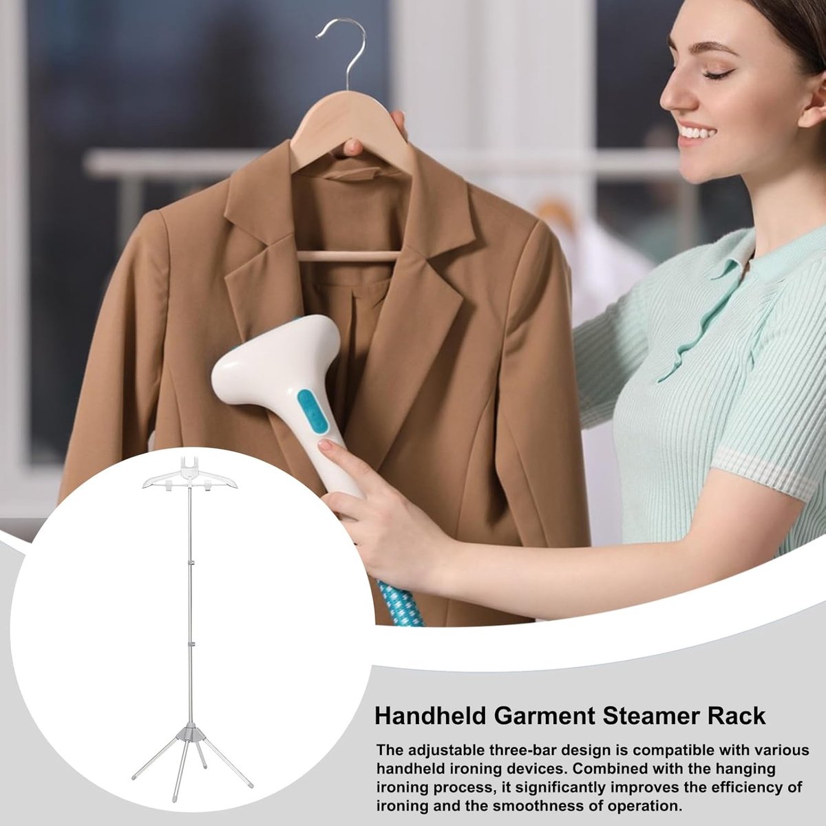 Verstelbare Kledingrek - Stoom Accessoire - Kleding Stomen - Opvouwbaar Ontwerp - 160 cm Hoog - Grijs