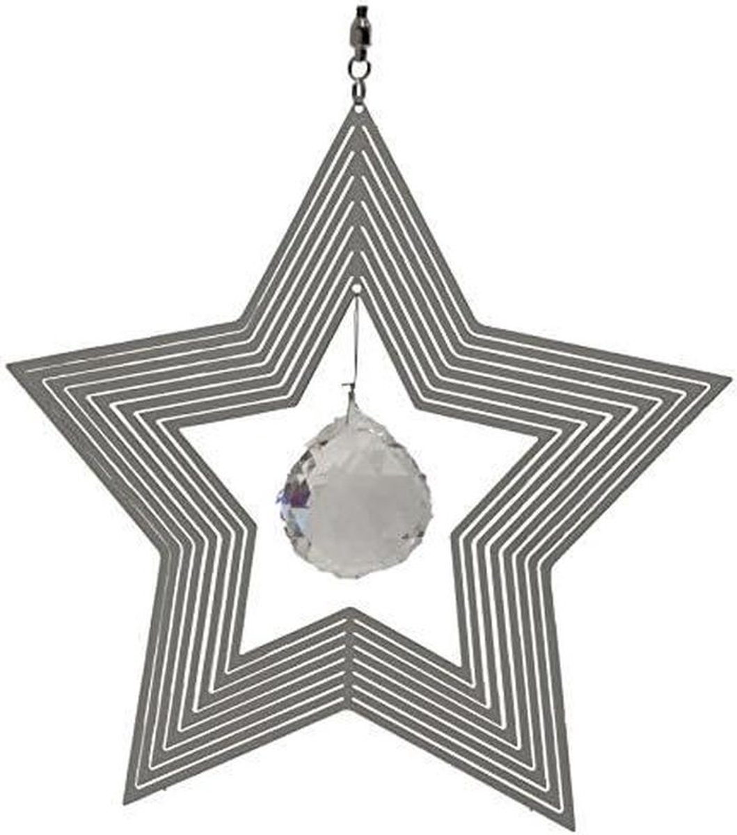 Windspel Ster - Tuindecoratie Mobiel - Tuin Decoratie - Gepolijst Roestvrij Staal - 20 cm - Zilverkleurig