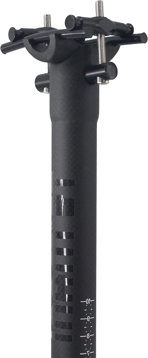 Fiets Zadelpen - Racefiets Onderdeel - Comfortabel Fietsen - Geïntegreerde Koolstofvezel - 272 x 450 mm - Mat Zwart