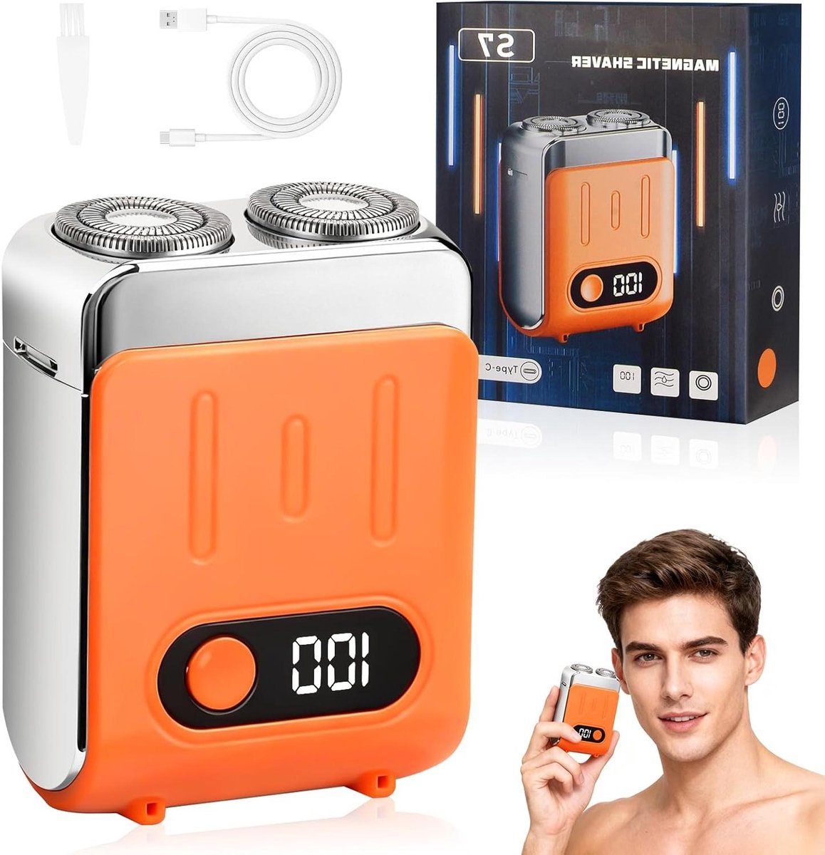 Mini Elektrisch Scheerapparaat - Draagbaar Reismodel - Glad Scheren - IPX7 Waterdicht - Compact Design - Oranje