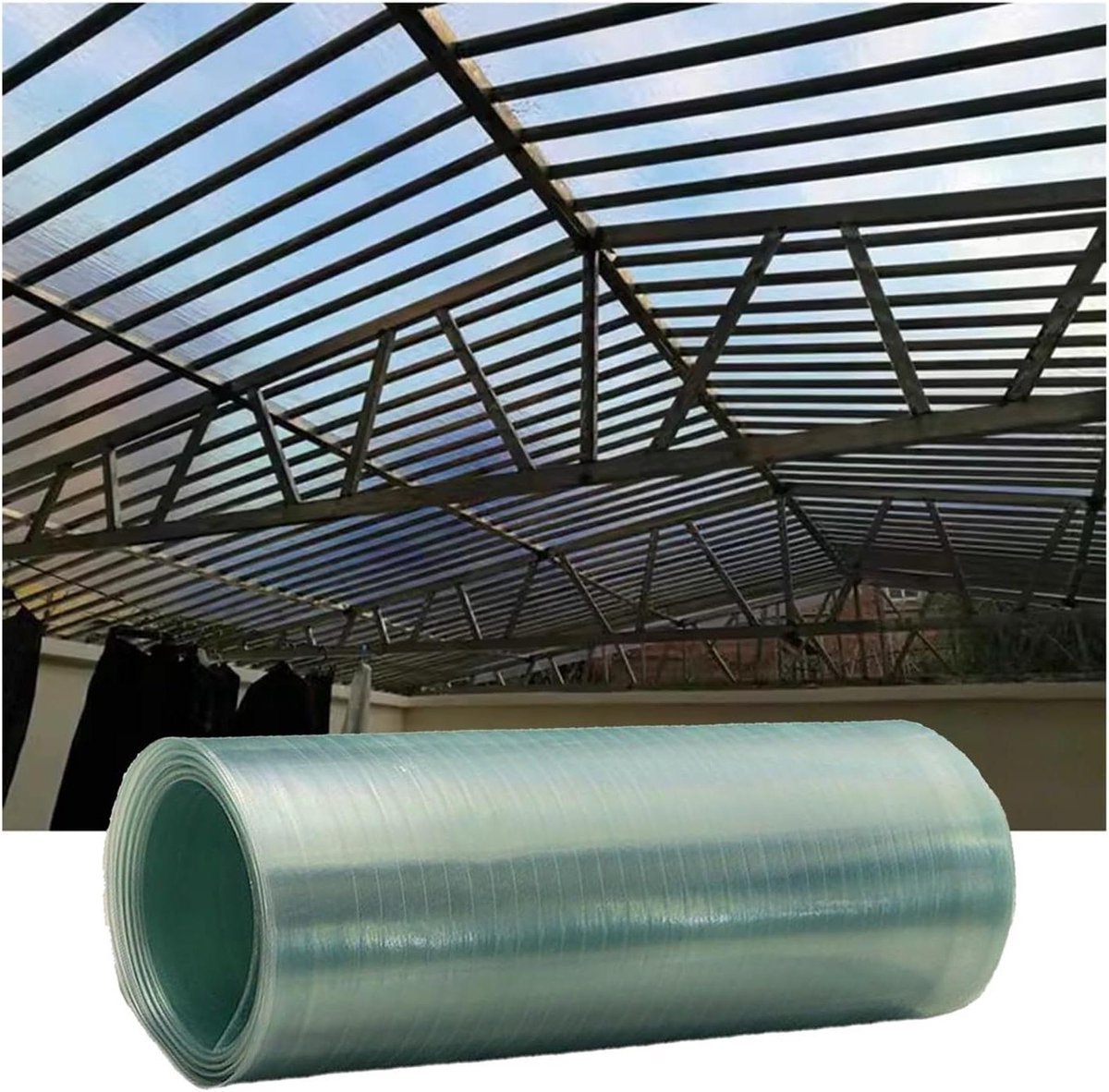 Polycarbonaat dakplaat - Glasvezel afdekking - Kas beschermen - UV-bestendig helder - 12 mm dik - Helder