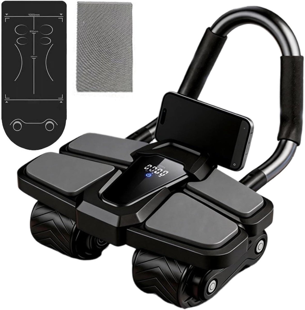 Buikspierwiel - Fitnessroller Core Trainer - Kracht Training - Ingebouwde Telefoonhouder - 38 x 13 x 25 cm - Meerkleurig