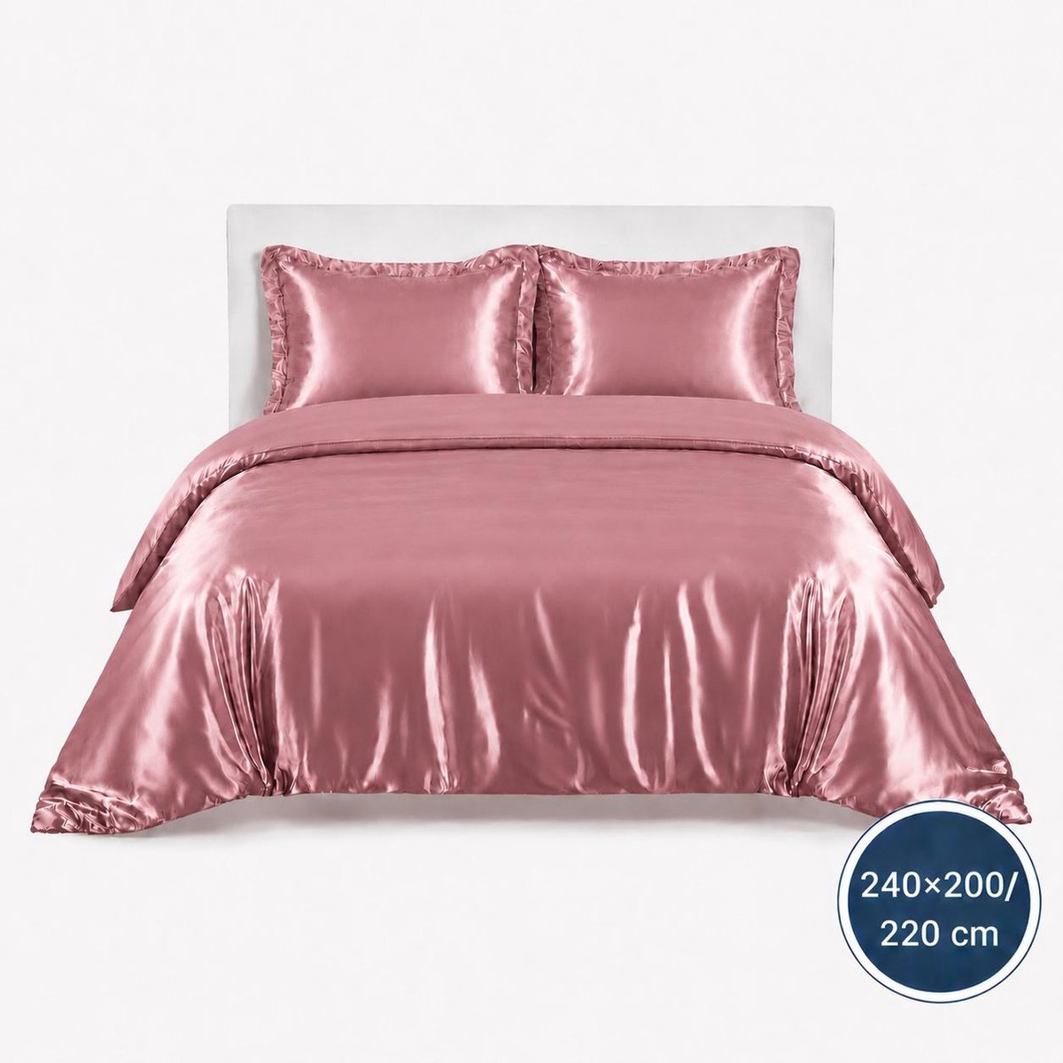 Satijnen Dekbedovertrek - Roze - 240x200/220 - Luxe & Koel - Zacht & Ademend - Incl. Kussenslopen