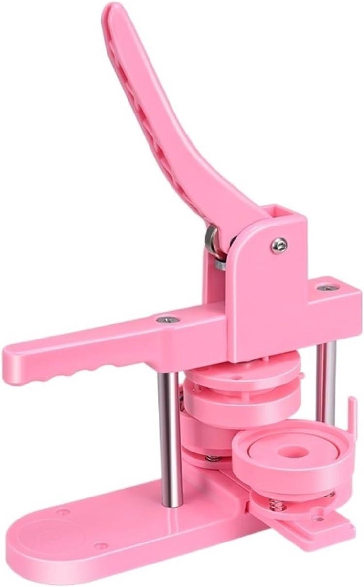 Knopenmaker Machine - Badge Pers - Persoonlijke Pins Maken - Inclusief 300 Sets - 25/32/58 mm - Roze