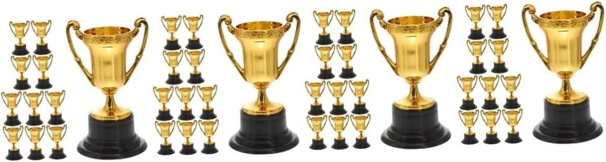 Kleine Trofee Beker - Feest Prijs - Wedstrijd Belonen - Duurzaam Kunststof - 4 stuks - Goud
