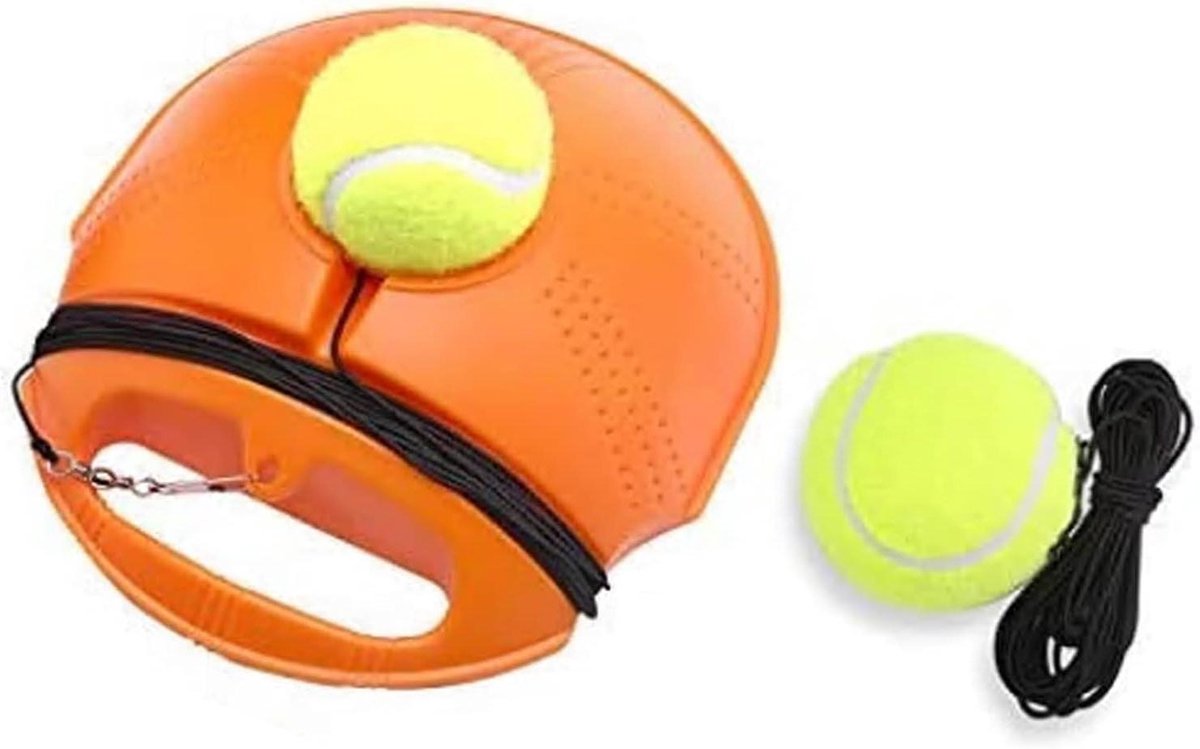 Tennis Trainer Set - Oefenpartner Bal - Tennisvaardigheden Verbeteren - Zelfstandige Training - 2 Ballen - Oranje
