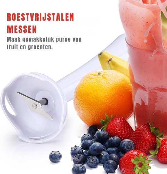 KAD® Staafmixer Set - Staafmixer met Hakmolen Set - Multi-Functionele Handmixer - Inclusief Mengbeker & Garde - Wit - 6cm x 6cm x 36cm van Kad — afbeelding 5