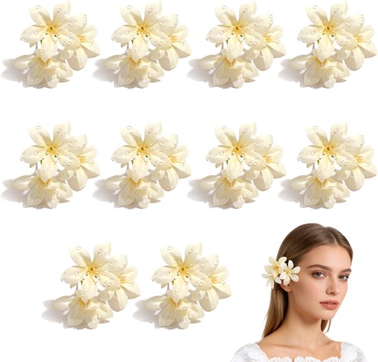 10-pack Kunstlelies — Kunstbloemen, Zijden Bloemen, Realistische Drielobbige 'Dewdrop'-Lelies — Ideaal voor bruiloften — Realistische leliebloemkoppen — Perfect voor haaraccessoires, wandguirlandes, feesten en diverse decoratieve toepassingen
