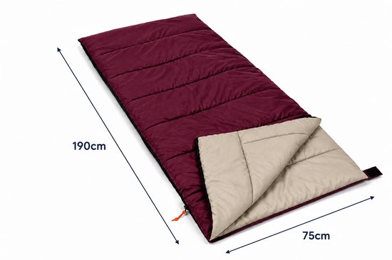 HEM Slaapzak Envelop 190x75 cm Bordeauxrood– Zomer Slaapzak - Inclusief Opbergzak - Camping - Festival - Logeren van HEM — afbeelding 2