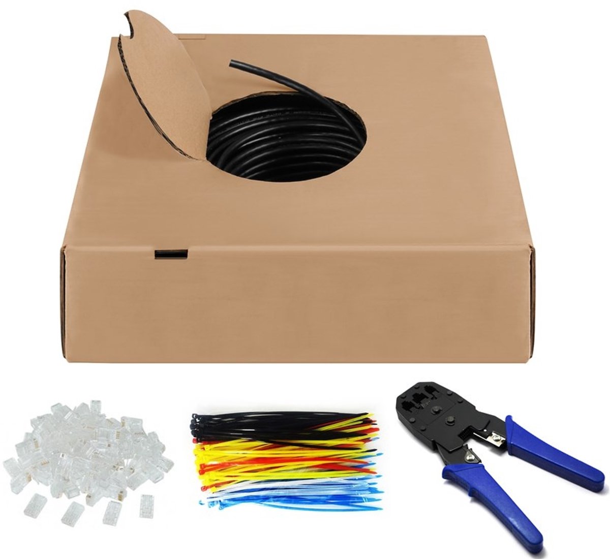 CAT 6 netwerkkabelset voor buitengebruik, U/UTP, zwart