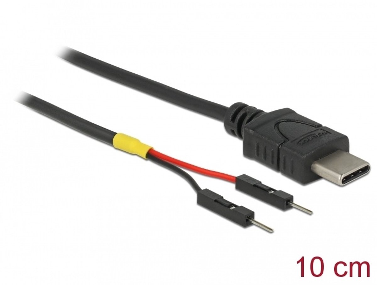 USB voedingskabel Type C tot 2 x Pin header Mannelijk afzonderlijk vermogen 10 cm