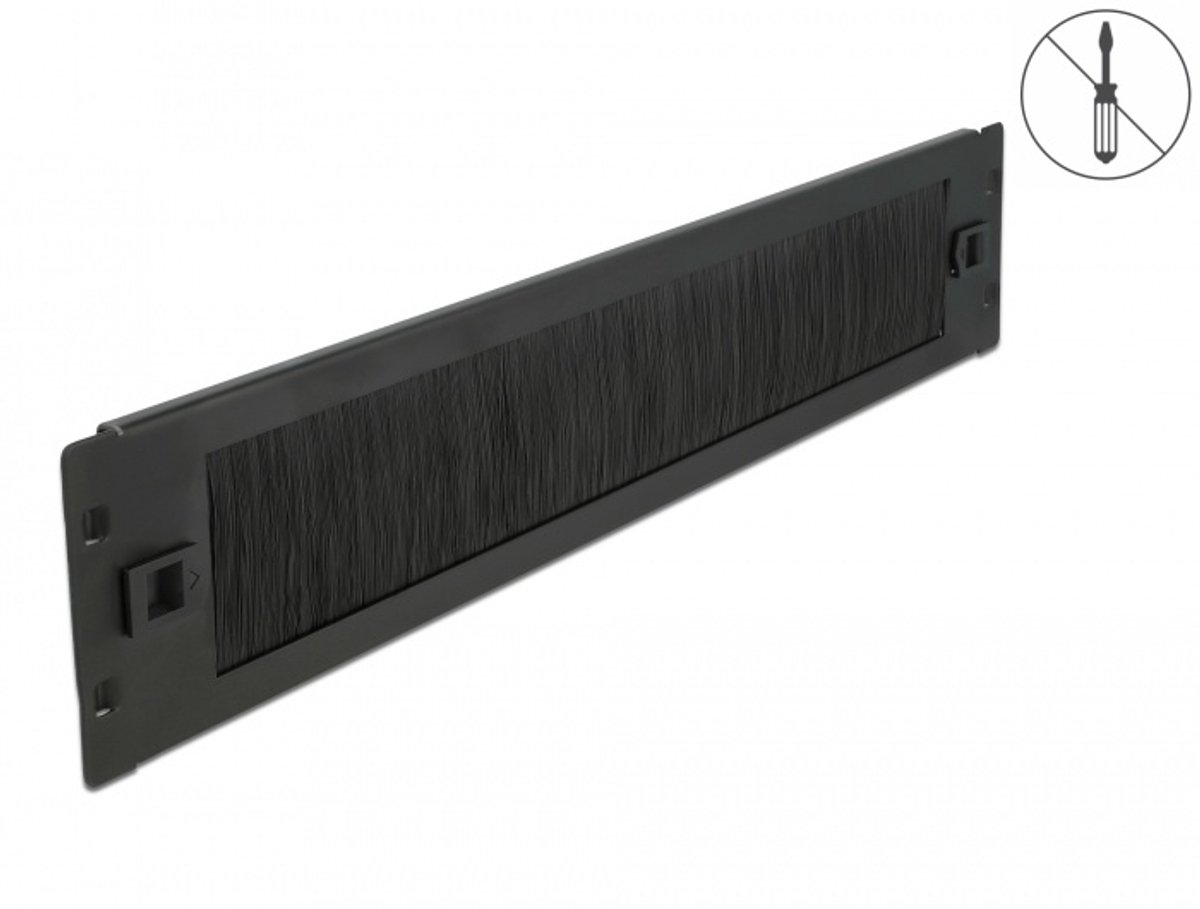 Delock 19″ Kabelmanagement Borstelstrip gereedschapsvrij 2U zwart