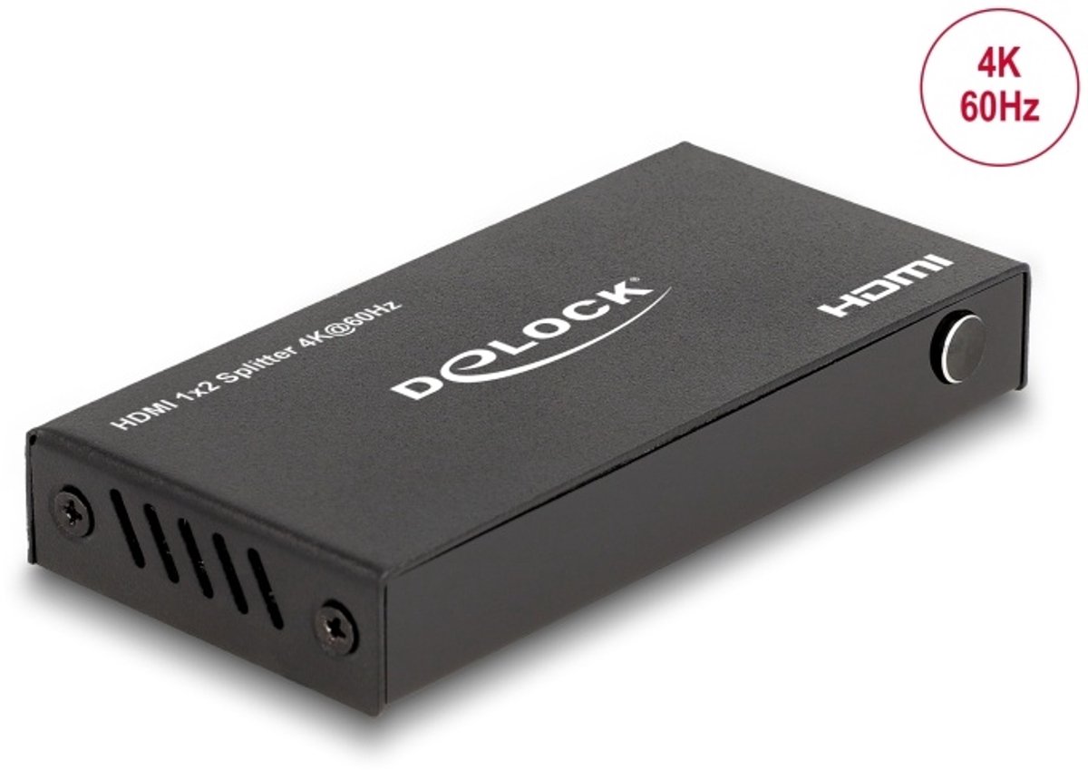 Delock HDMI Splitter 1 x HDMI in to 2 x HDMI out 4K 60 Hz with downscaler
