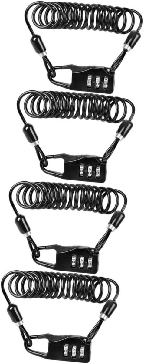 Fiets Kabel Lock - Combinatie Slot - Beveiliging Fiets - Cijfer Combinatie - 4 Stuks - Zwart