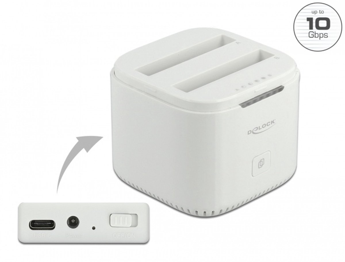 USB Type-C 3.2 Docking Station voor 2 x 2,5 ″ SATA HDD / SSD met kloonfunctie