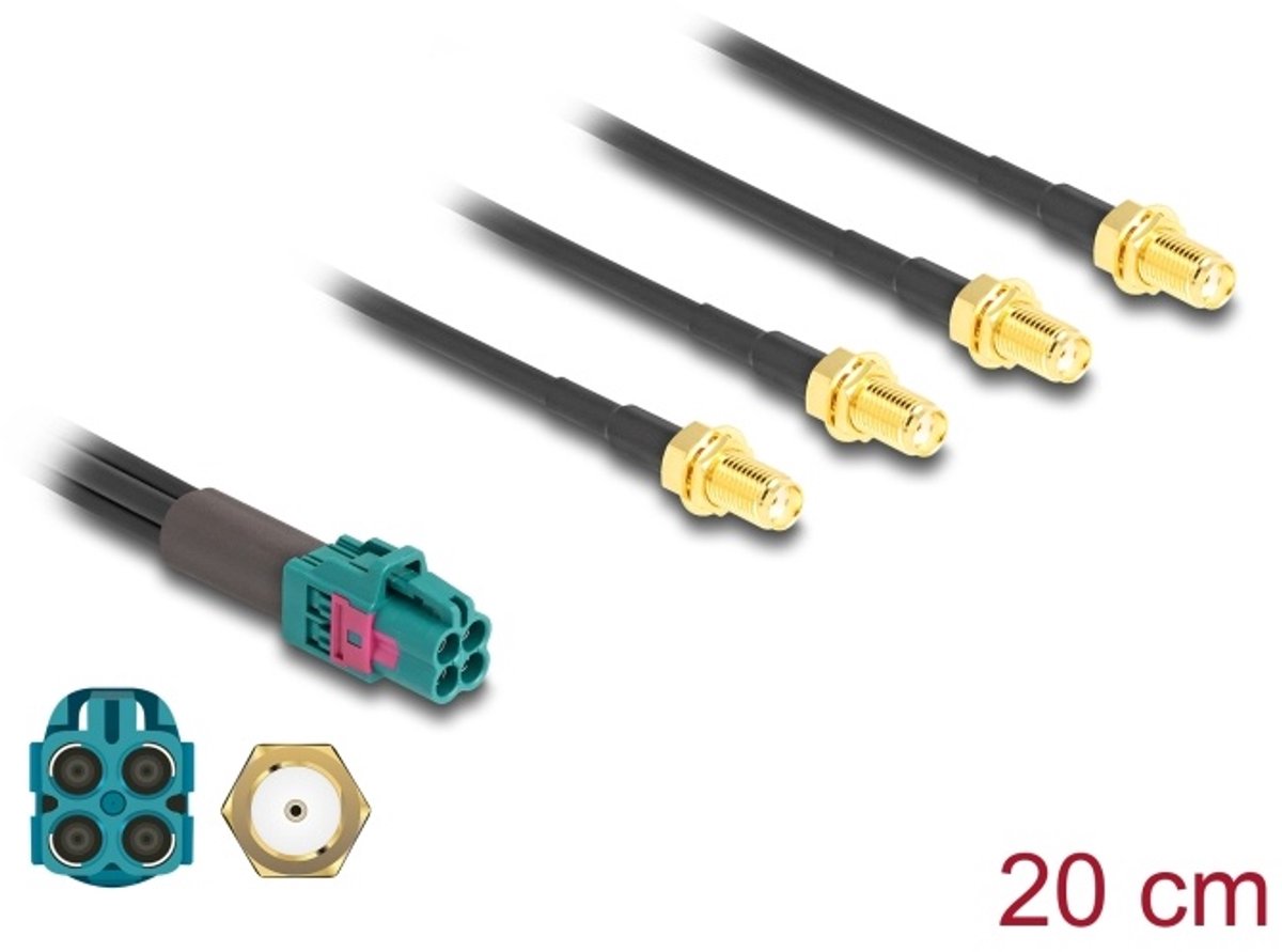 Delock Cable Mini FAKRA Z jack quad to 4 x SMA jack B-Type