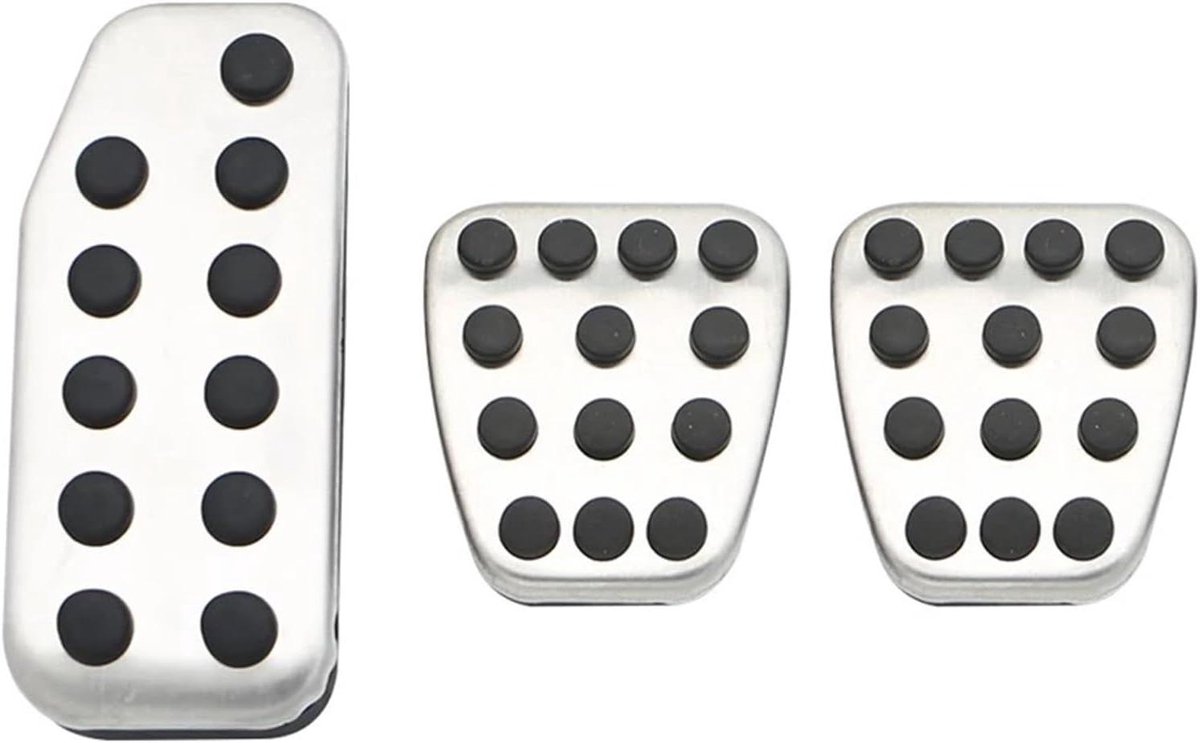 Pedaalhoezen Auto - Antislip Covers - Verbeterde Grip - Roestvrij Staal Rubber - MT Set - Zilver