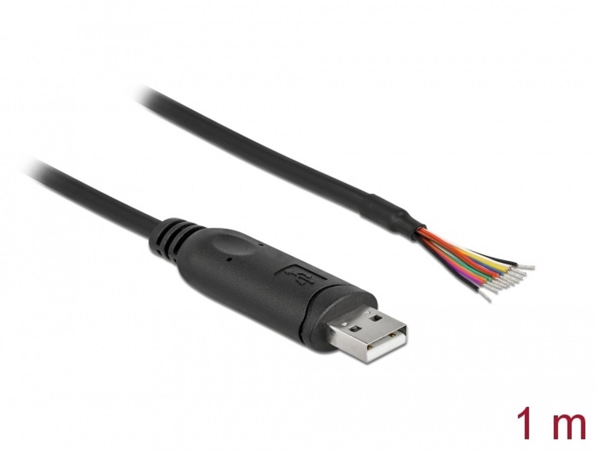 Adapterkabel USB 2.0 Type-A naar serieel RS-232 met 9 open draden + afscherming 0,5 m