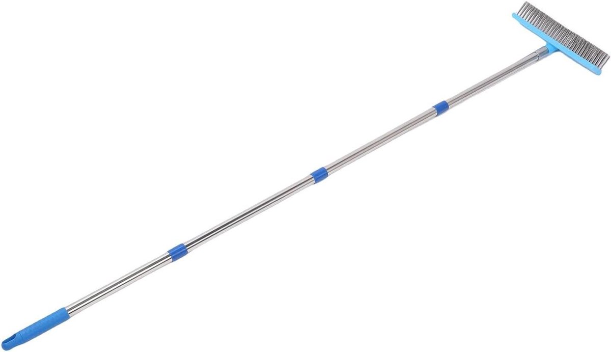 Staaldraadbezem - Vloerschrobber - Buiten reinigen - Telescopisch handvat - 30 cm kop - Zilver