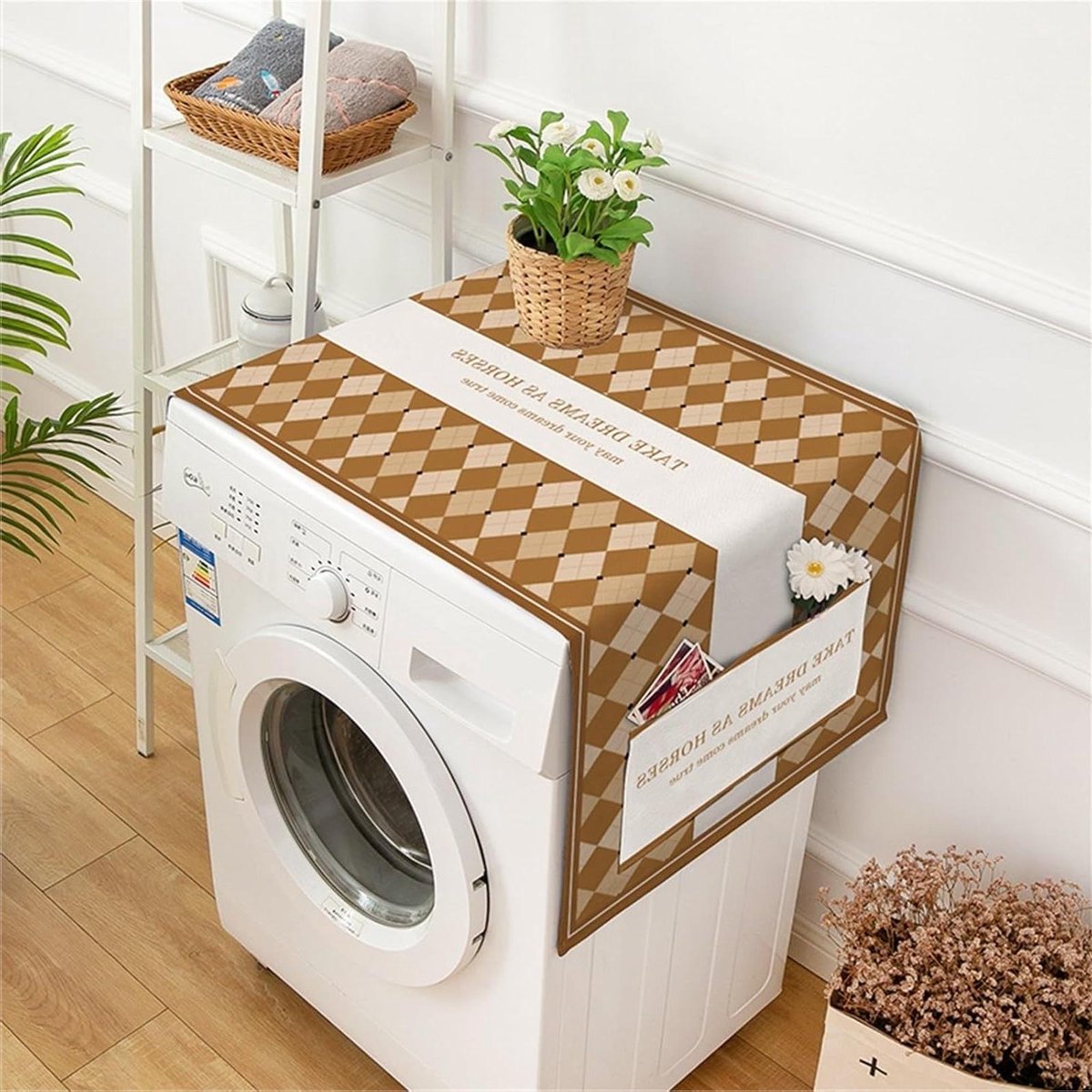 Wasmachinehoes Apparaat Cover Huishouden Organiseren Met Opbergzakken 45x140cm Patroon H