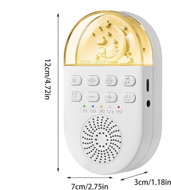 Witte Ruismachine - Slaap Geluiden - Betere Slaap - 24 Rustgevende Geluiden - Compact Formaat - Wit — afbeelding 5