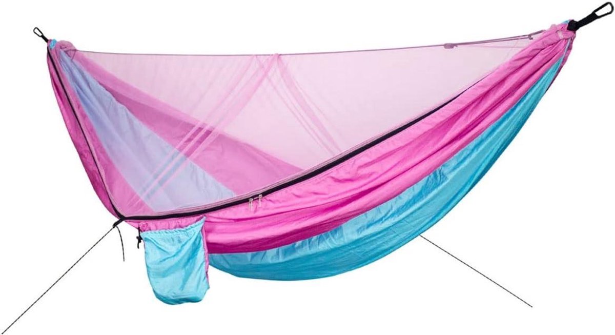Reis Hangmat - Dubbele Buiten Hangmat - Ontspannen in Natuur - Met Geïntegreerd Klamboe - 290x140cm - F