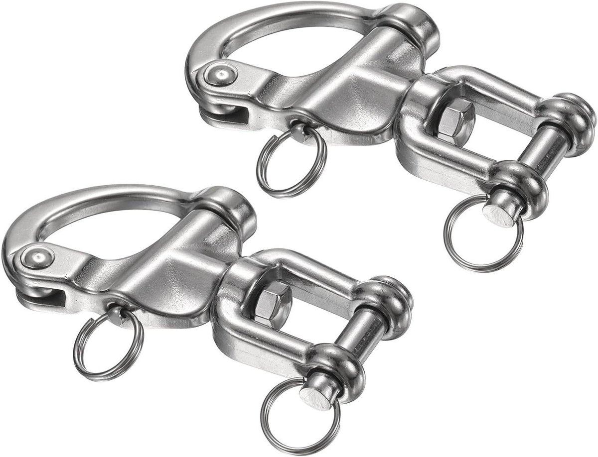 Quick Release Beugel - Snap Haken - Outdoor Bevestiging - 316 Roestvrij Staal - 2 Stuks - Zilver